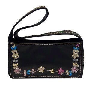 Black Purse with Beaded Embellishments. Pre owned